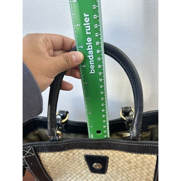 Vintage Y2K Coach 4419 Handbag Woven Straw Leather Trim Buckle Suede w/Turnlock - Picture 12 of 15